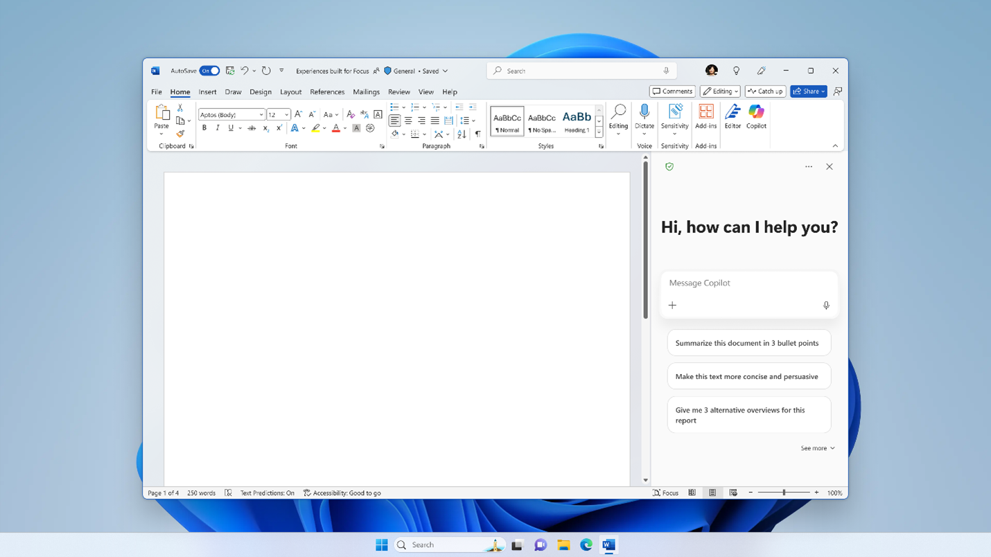 Copilot Chat in Word