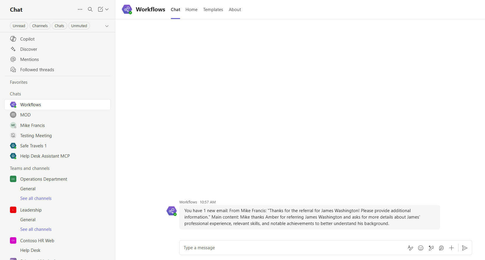 Example Teams Message