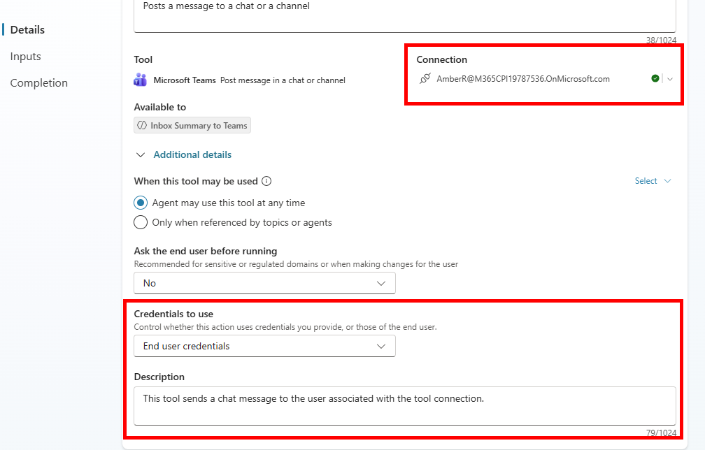 Send Chat Tool Credentials