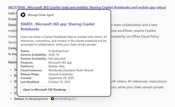 Roadmap Integration Screenshot