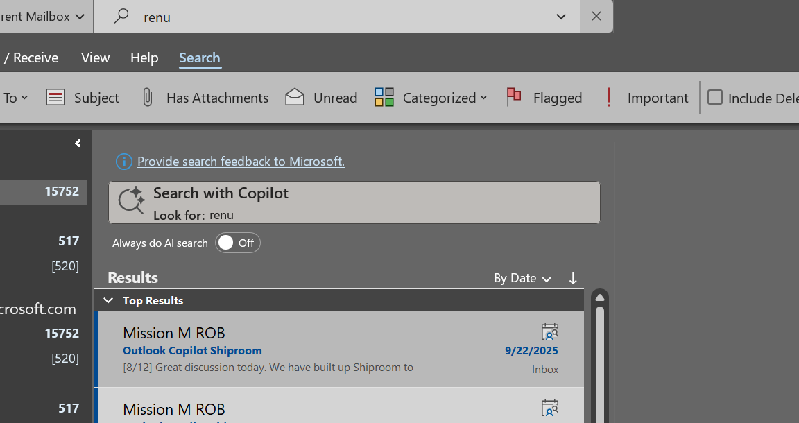 Enhanced Outlook Search