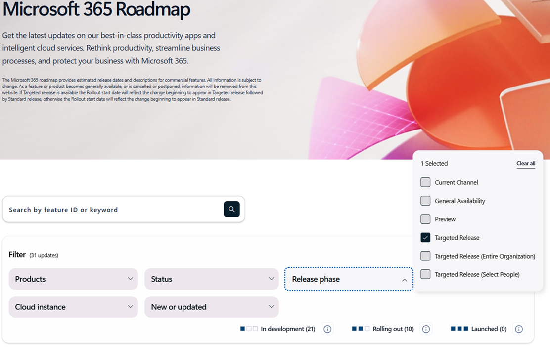 Microsoft 365 Roadmap