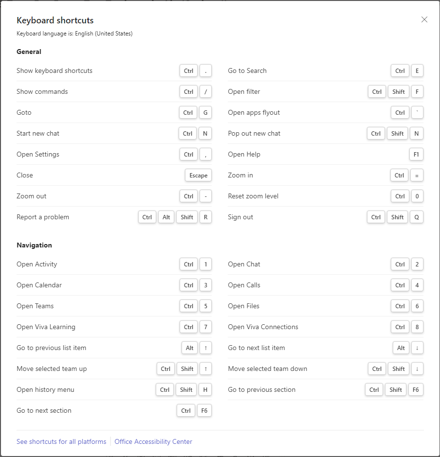 ms teams shortcuts 